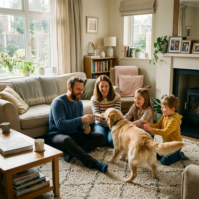 Famiglia con il proprio cane